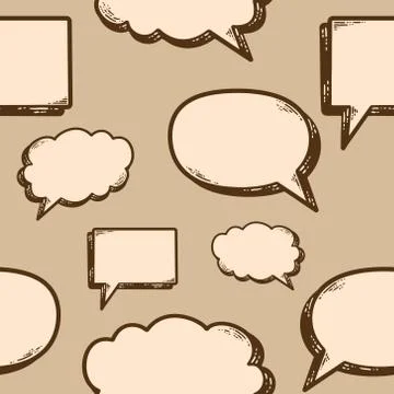 Set thought bubble template, pop art beige color. Sketch scratch board imitation Illustrazione stock