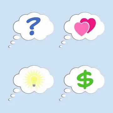 Set of thought bubbles with different signs Illustrazione stock