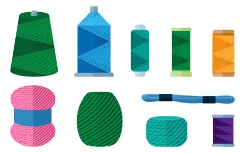 Set threads for needlecraft on white background. Kit for handmade skein yarn, Stock Illustration