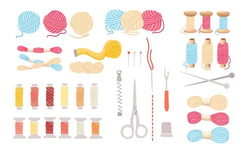 Set of threads for sewing for cross stitching set tools for sewing knitting n Stock Illustration