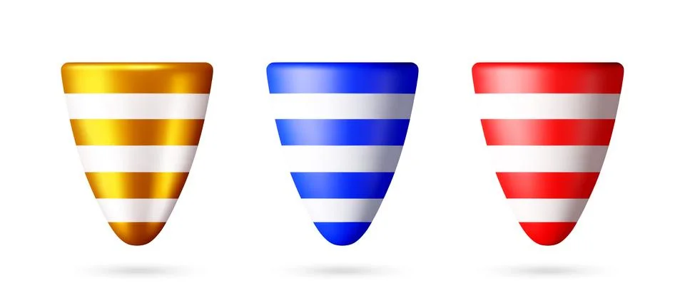 Set of three 3d party popper cone Illustrazione stock