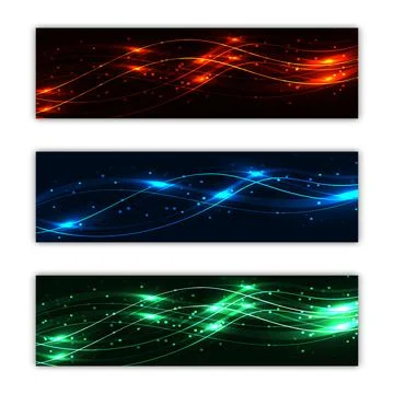A set of three abstract multicolored background textures of posters from magi Stock Illustration