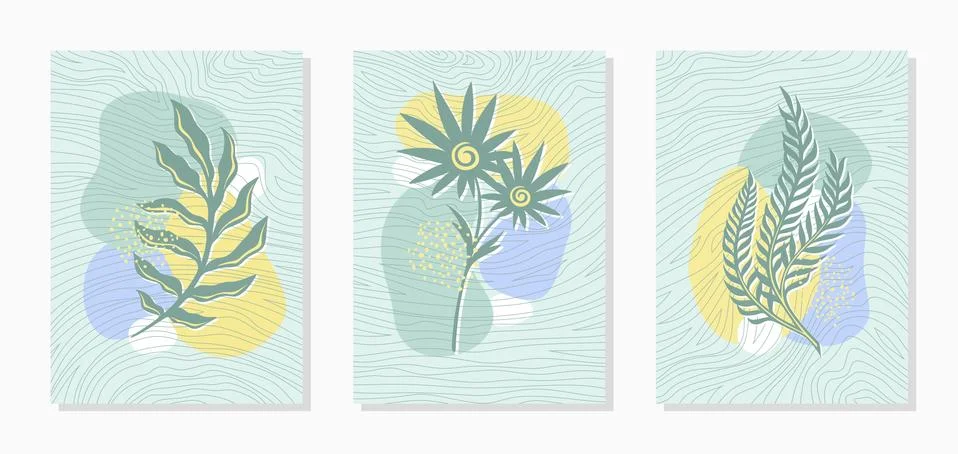 Set of three abstract paintings.  Stock Illustration