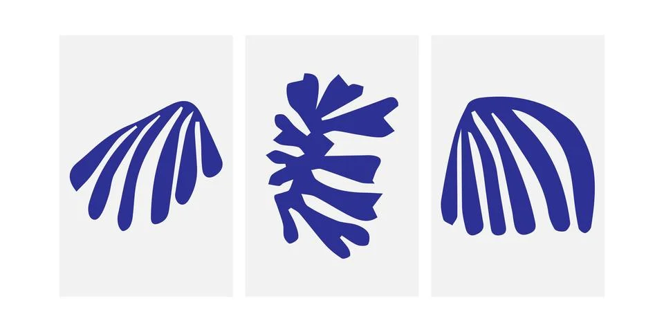 A set of three abstract posters designs. Modern wall art with organic irreg.. Illustrazione stock
