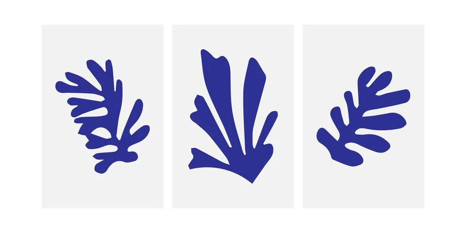 A set of three abstract posters designs. Modern wall art with organic irreg.. Stock Illustration