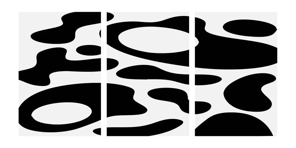 A set of three abstract posters designs. Modern wall art with organic irreg.. Illustrazione stock