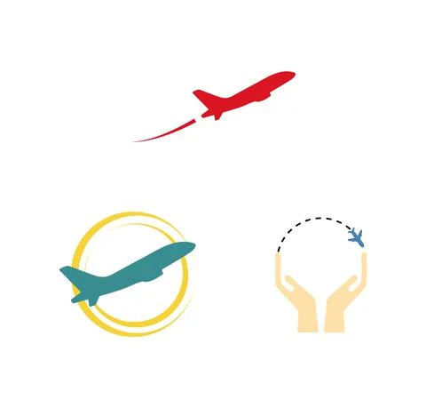 Set of three airplane icons Stock Illustration