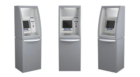 Set of three atm machines isolated on white Stock Illustration