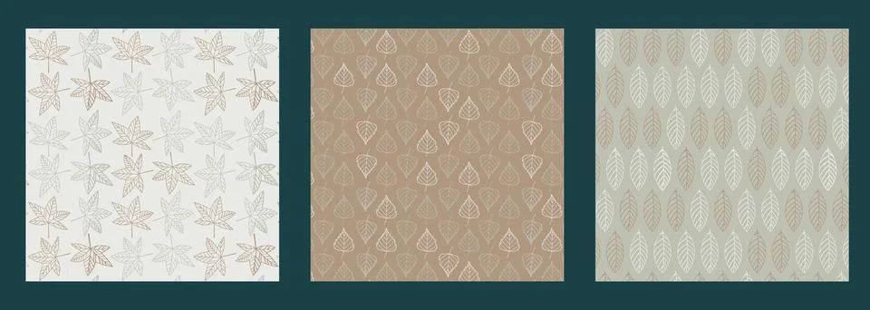 Set of three autumn pastel pattern background Stock Illustration