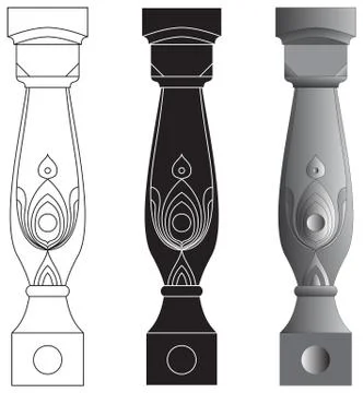 Set of three balusters Illustrazione stock