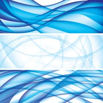 Set of three banners, abstract headers with blue blots Stock Illustration