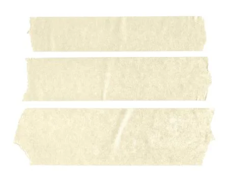 Set of three beige blank paper tape stickers isolated on white background. Stock Photos