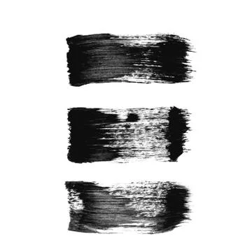 Set of three black grunge vector brush strokes Stock Illustration