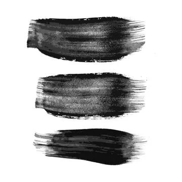 Set of three black hand drawn brush strokes Stock-Illustration