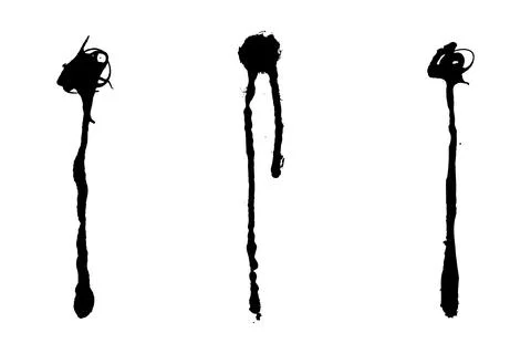 Set of three black ink smudges isolated on white background Stock Illustration