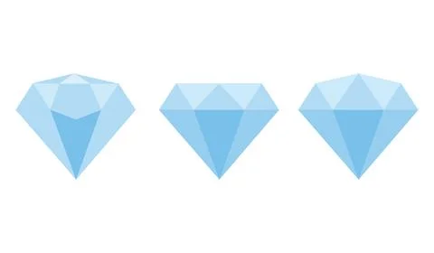 Set of Three Blue Diamond Flat Style Icons Vector Illustration Ilustração Stock