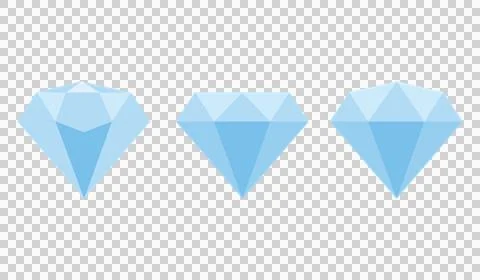 Set of Three Blue Diamond Flat Style Icons Vector Illustration Stock Illustration
