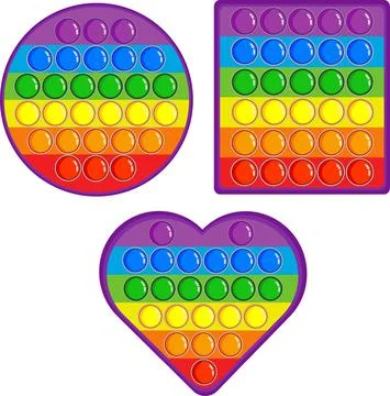 A set of three bright rainbow anti-stress toys. Stock Illustration