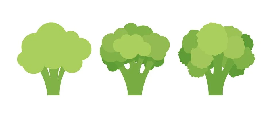 Set of three broccoli Stock Illustration