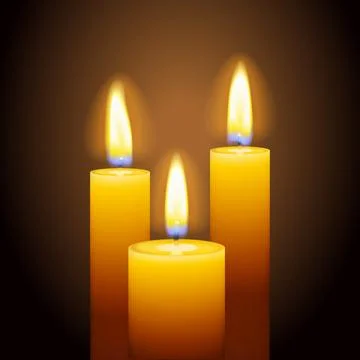 Set of three burning candles Stock Illustration