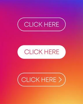 Set with three button click here of different design on gradient background.  Illustrazione stock