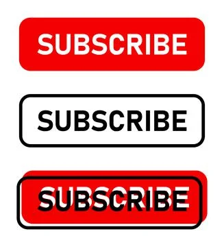 Set with three button subscribe of different design on white background. Vect Stock Illustration