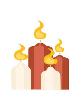 Set of three candles with different color vector illustration isolated on w.. Stock Illustration