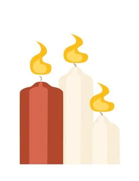 Set of three candles with different color vector illustration isolated on whi Stock Illustration