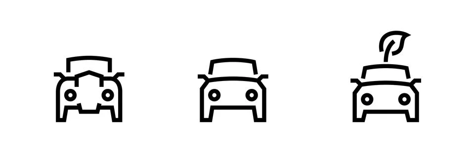 Set of three car evolution icons. Editable line vector. Simple symbol for Illustrazione stock