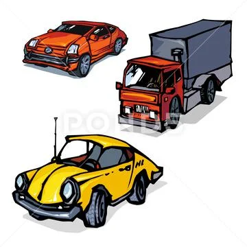 Set of three cars Stock Illustration