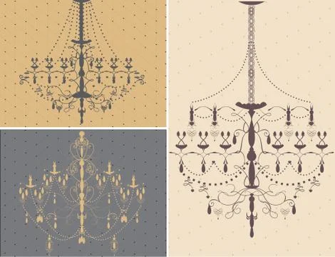 Set of three chandelier design elements イラスト素材