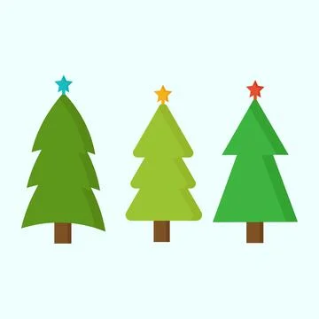 A set of three Christmas trees for use in a clipart or banner Stock Illustration