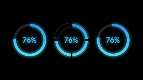 Set of Three Circular or Radial Progress Bars, Blue Loading Futuristic Circle Stock-Footage 188057817