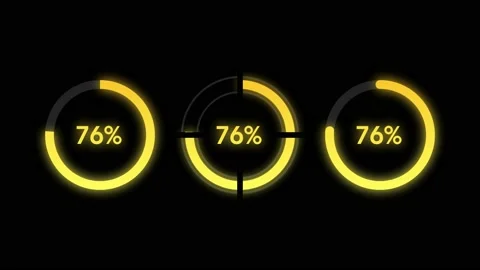 Set of Three Circular or Radial Progress Bars, Yellow Loading Futuristic Circle Stock-Footage 188057962