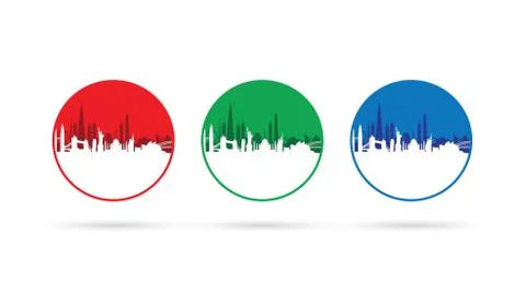 Set of three cityscapes Stock-Illustration