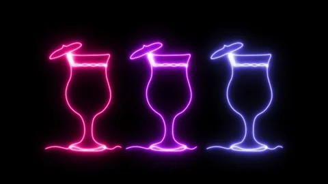 Set of three Cocktail with  umbrella,Self drawing animation one continuous line Stock Footage 278452921