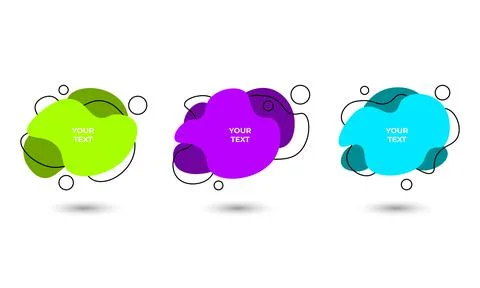 Set of three colored abstract modern graphic elements. Vector illustration. Ilustración de archivo