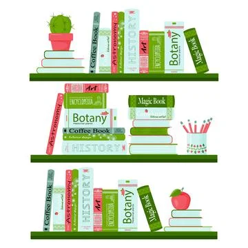SET of three colored bookshelves Stock Illustration