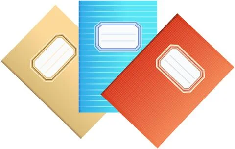 Set of three colored school notebooks Stock Illustration