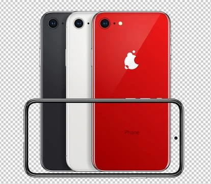 Set of three colored smart phones with cameras and highlight. Vector Modern Illustrazione stock