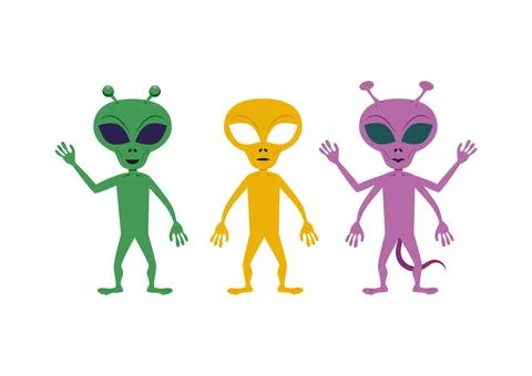Set of three colorful aliens in different positions vector illustration Stock Illustration