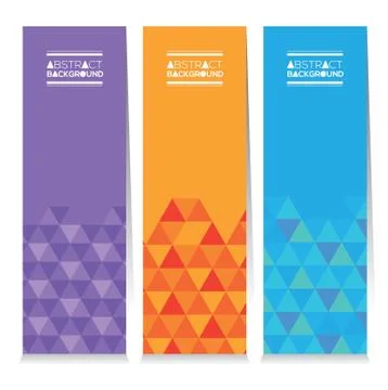 Set Of Three Colorful Geometric Vertical Banners Vector Illustration Stock Illustration