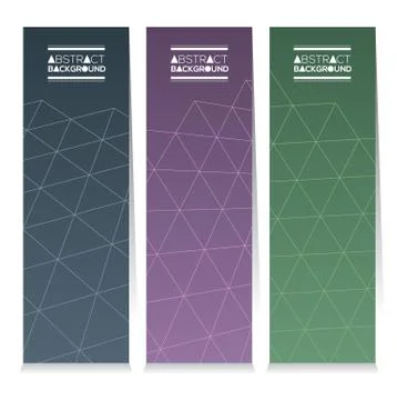 Set Of Three Colorful Geometric Vertical Banners Vector Illustration Stock Illustration