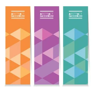 Set Of Three Colorful Geometric Vertical Banners Vector Illustration Stock Illustration