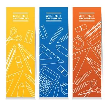 Set Of Three Colorful Vertical Banners Education Concept Vector Illustration Stock Illustration