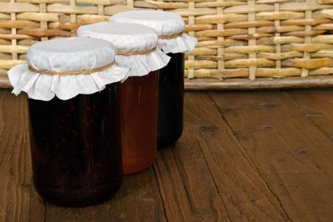 Set of three conserve jars Stock Photos