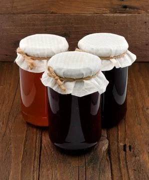Set of three conserve jars Foto stock