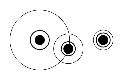 Set of three crop circles showing a Delboeuf optical illusion イラスト素材