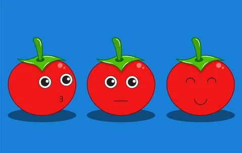 Set of three cute tomato characters. Stock Illustration