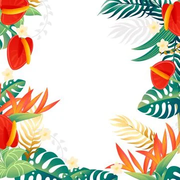 Set of three decorative flowers red anthurium floral element for garden or Stock Illustration